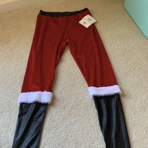 Spencer's Santa Faux Leather Fuzzy Leggings Small NWT 24.99